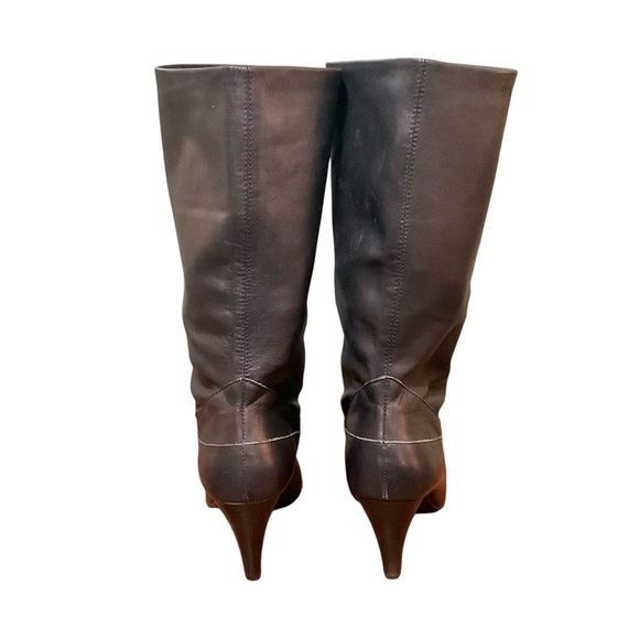 🎉HP RARE Navy Kelsi Dagger Navy Blue Polianna Mid Calf Heeled Boots - Picture 6 of 12